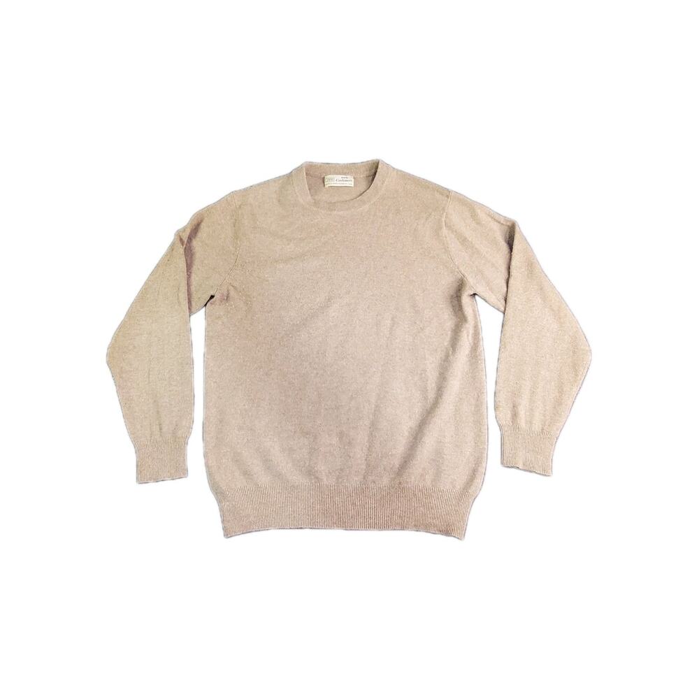 JSD Midweight 100% Sz S Cashmere Tan Light Brown Crewneck Sweater Mens C19